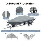 Explore Land 900D Trailerable Waterproof Boat Cover Fits 17'-19'Long Beam Width Up To 102 V-Hull Tri-Hull Runabout Fishing Ski P