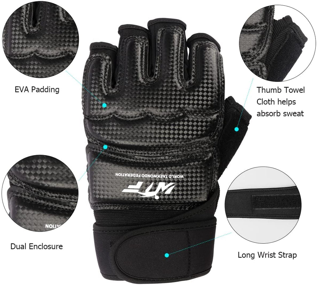 Punch Bag Training Gloves, Langray Taekwondo Karate Gloves For Sparring Martial Arts Boxing Training For Adults And Kids,Black S