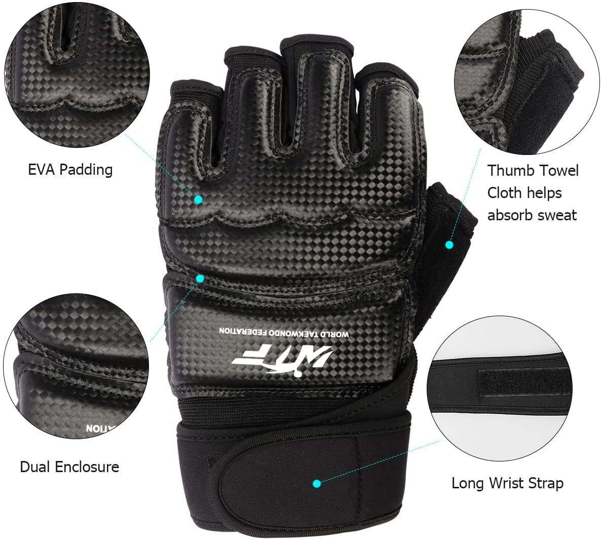 Punch Bag Training Gloves, Langray Taekwondo Karate Gloves For Sparring Martial Arts Boxing Training For Adults And Kids,Black S