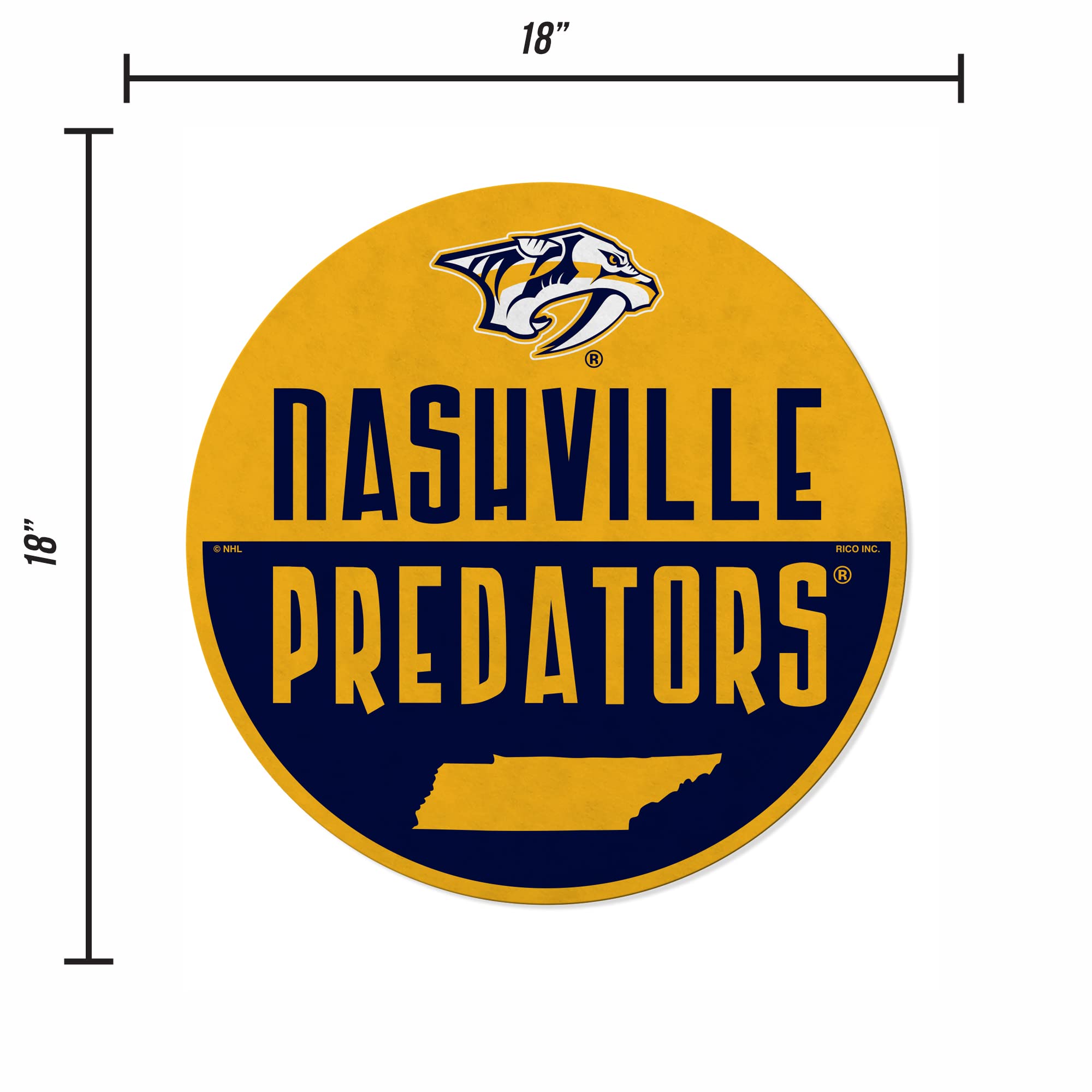 Rico Industries Nhl Nashville Predators Classic Shape Cut Pennant - Home And Living Room D  Cor - Soft Felt Ez To Hang, 18X0.10X