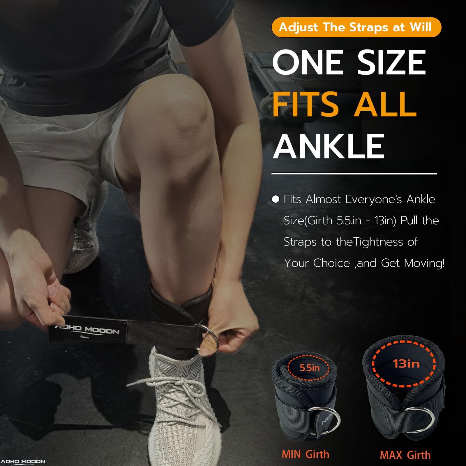 AOHO MOOON Comfortable Adjustable Ankle Straps for Cable Machines Women, Gym Workout Leg Straps, Ankle Cuffs for Glute Workouts,