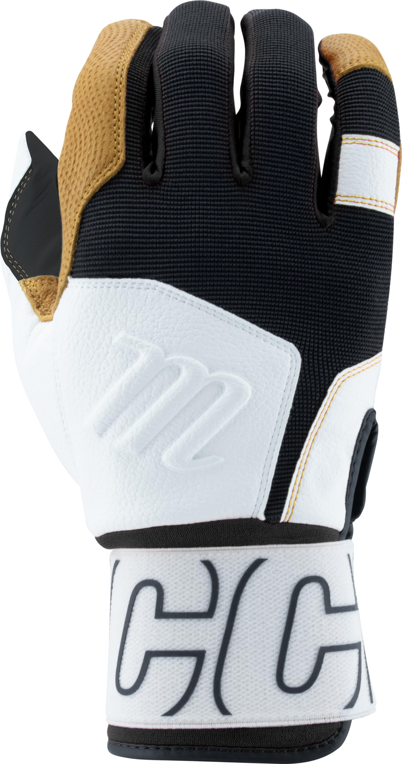 Marucci Blacksmith Full WRAP Youth Batting Glove V2, White/Black, Youth Small