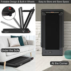 Goplus 2 In 1 Folding Treadmill With Dual Display, 2.25Hp Superfit Under Desk Electric Pad Treadmill, Installation-Free, Bluetoo