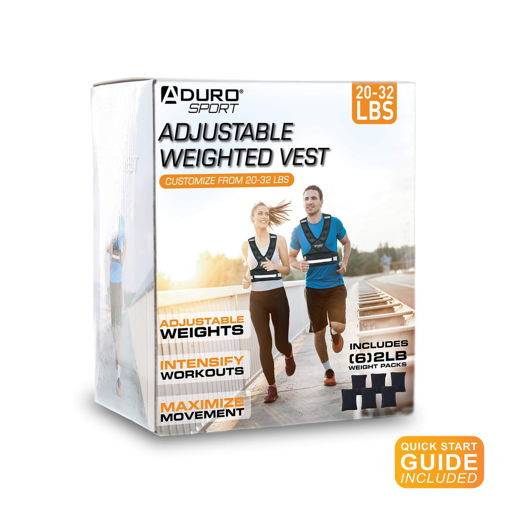 Aduro Sport Adjustable Weighted Vest Workout Equipment, 20Lbs-32Lbs Body Weight Vest For Men, Women, Kids,Black
