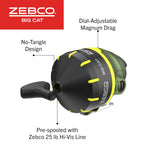 Zebco Big Cat Spincast Reel And Fishing Rod Combo, 7-Foot 2-Piece Fishing Pole, Dial-Adjustable Magnum Drag, Pre-Spooled With 25
