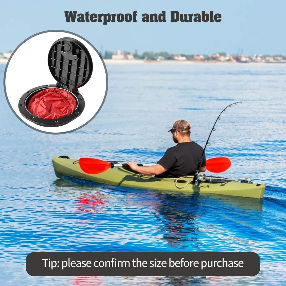 Anndason 2 Pcs 6'' Black Deck Plate Kit Deck Hatch With Storage Bag For Fishing Kayak Boating