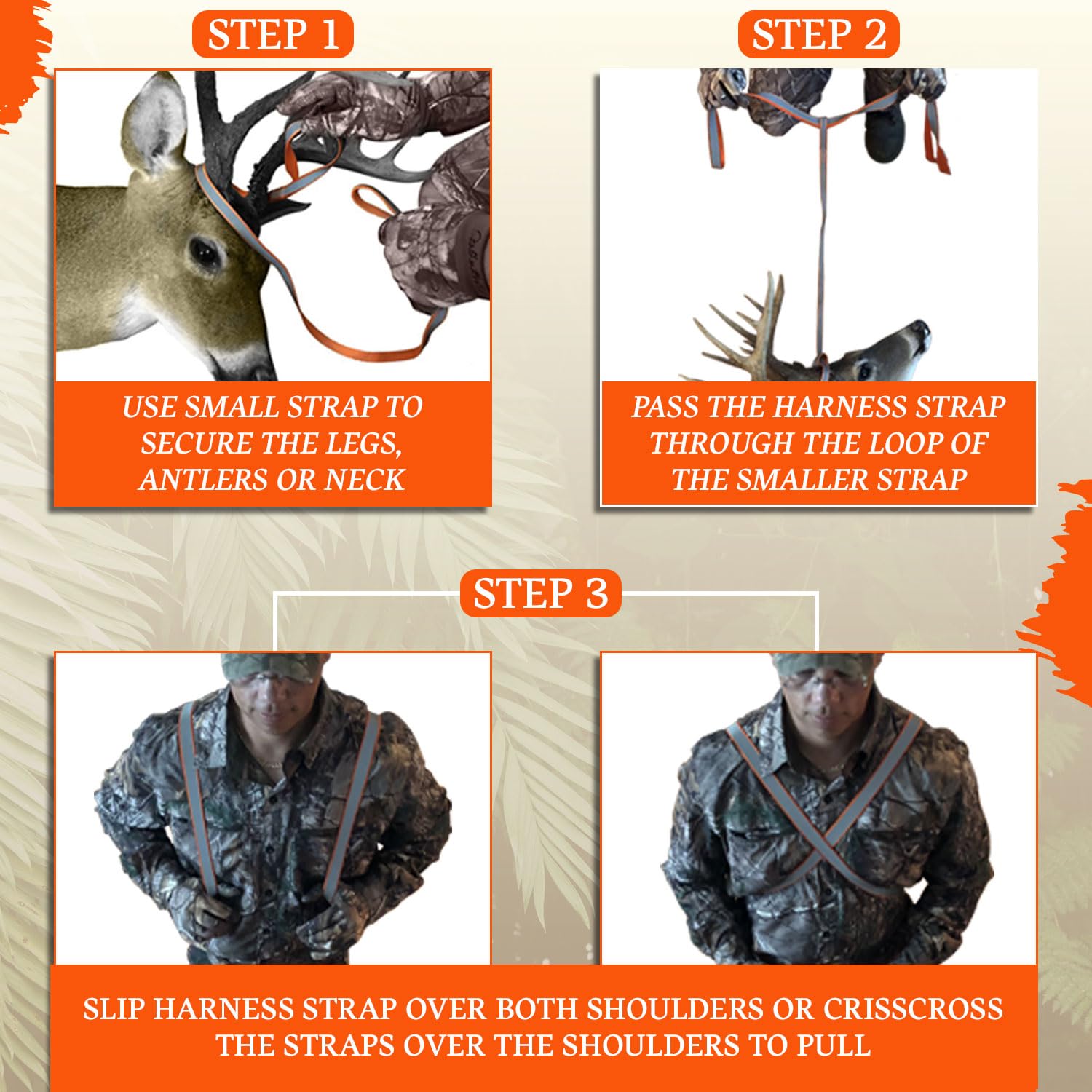 Multus Deer Drag Harness Quick And Easy To Use Hunting Gear For Deer Hunters - 5 Pack