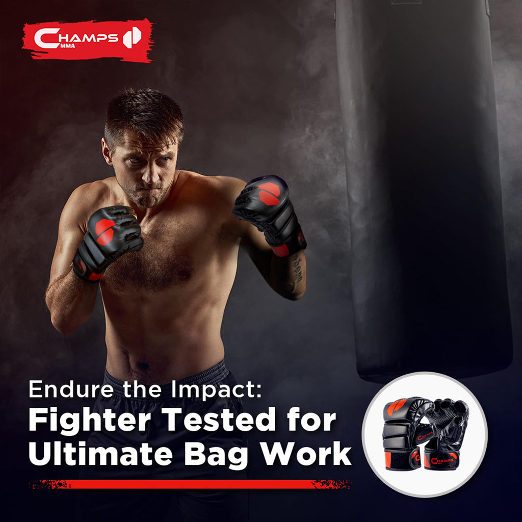 Champs Mma Gloves (Black, Small)