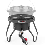 OuterMust Gas Stove Propane Burner with Regulator and Cast Iron Braided Holes (single) for Outdoor Cooking, Camping and Seafood