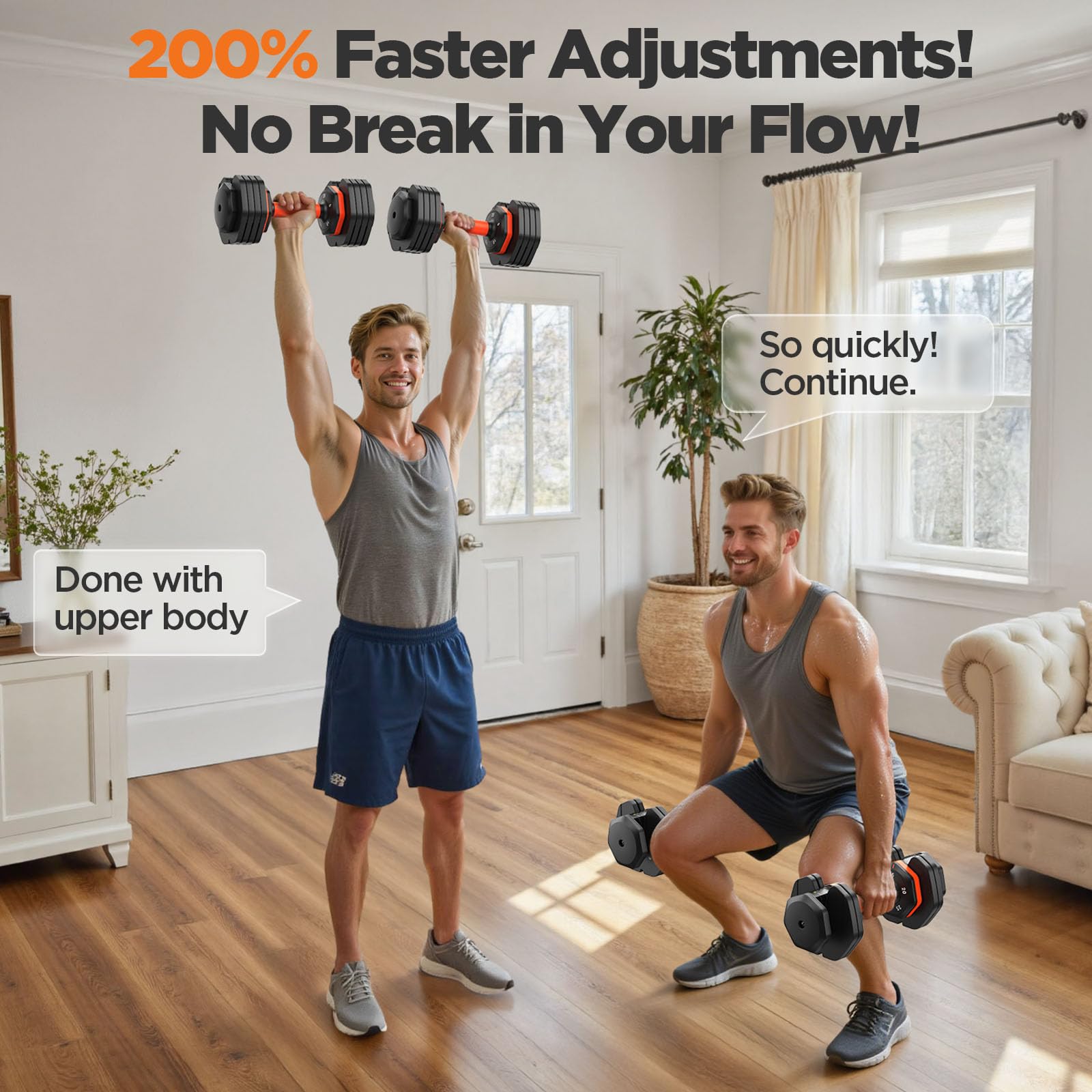 2025 Updated Adjustable Dumbbell Set of 2, 5-IN-1 Weights Dumbbell Set with Storage Box, 25lbs/55lbs Adjustable Weights with Ant