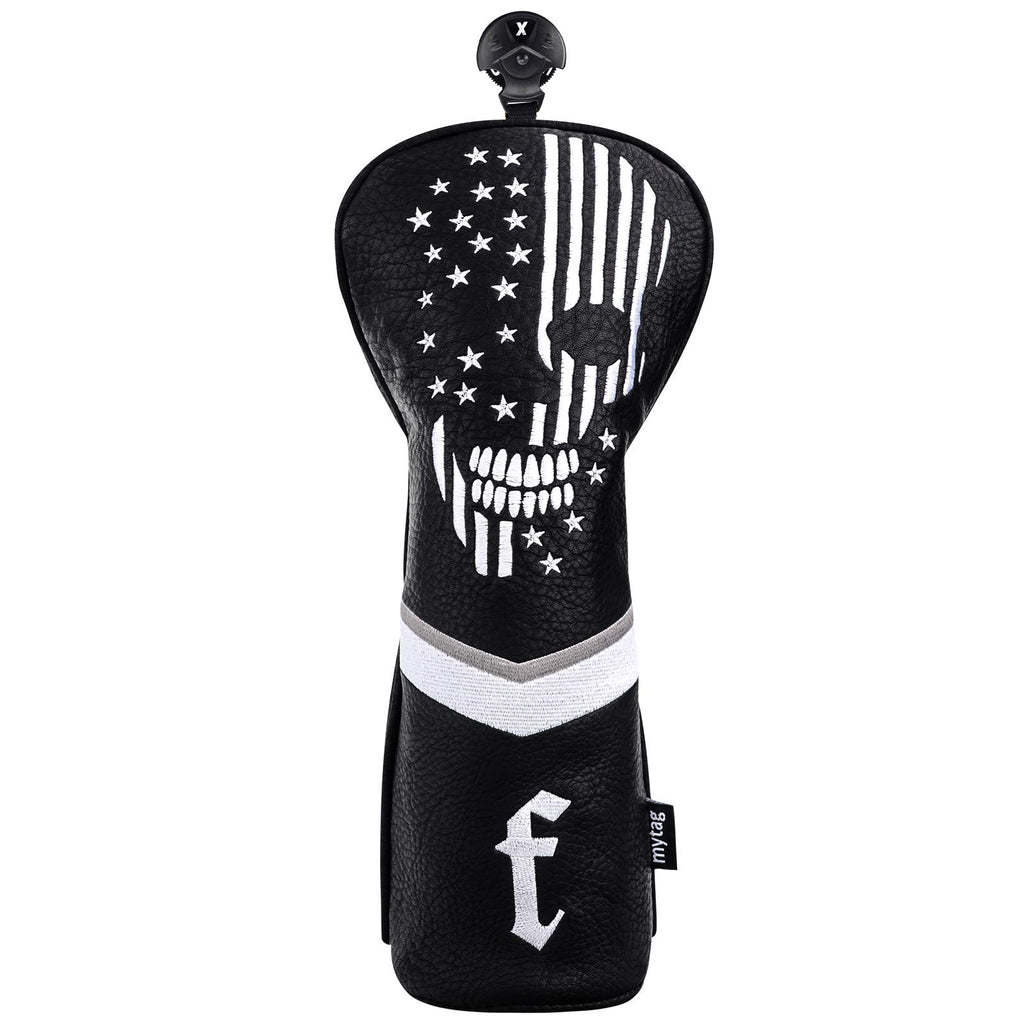 Caiobob Mytag Golf Skull Skeleton Head Cover Golf Club Black Leather Headcovers Set Fits Driver Fairway Wood Hybrid (1Pc Fairway