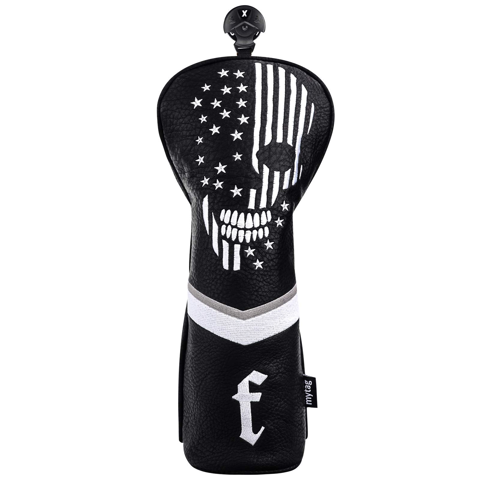 Caiobob Mytag Golf Skull Skeleton Head Cover Golf Club Black Leather Headcovers Set Fits Driver Fairway Wood Hybrid (1Pc Fairway