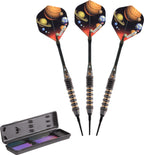 Elkadart Orbital Soft Tip Darts With Storage/Travel Case, Ringed, 18G,Black