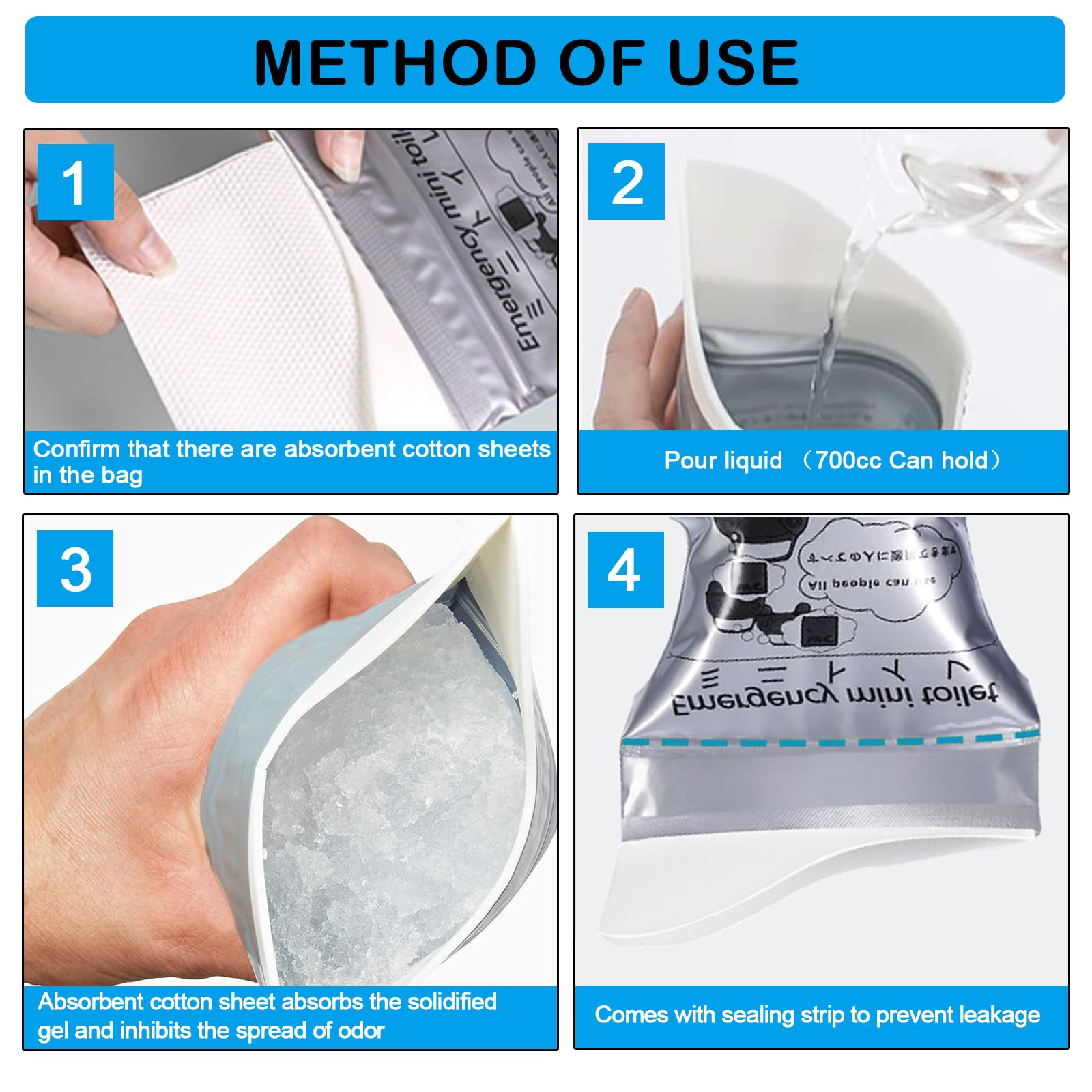 Moodooy Disposable Urinal Bags, 20 Pack Emergency Urine Bags, Portable Camping Pee Bags, Travel Pee Bags, Traffic Jam Emergency