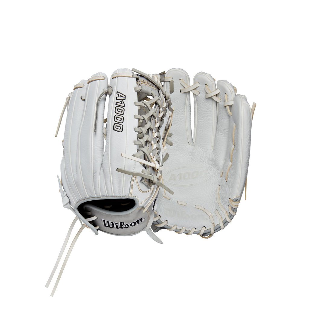 Wilson 2024 A1000 T125 12.5    Outfield Fastpitch Softball Glove - White/Silver/Gold, Left Hand Throw