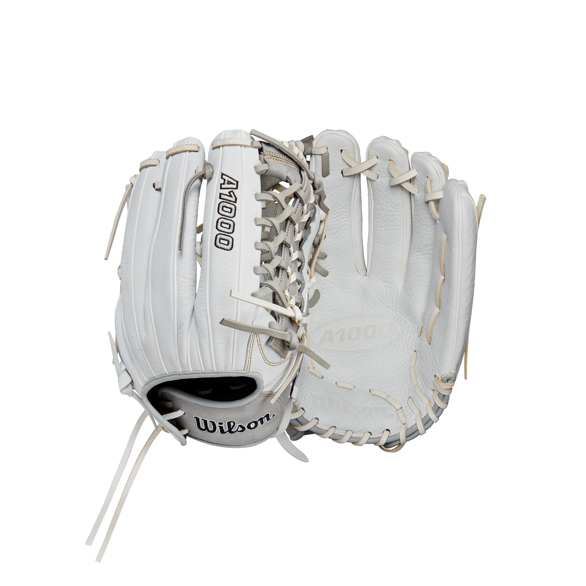 Wilson 2024 A1000 T125 12.5    Outfield Fastpitch Softball Glove - White/Silver/Gold, Left Hand Throw