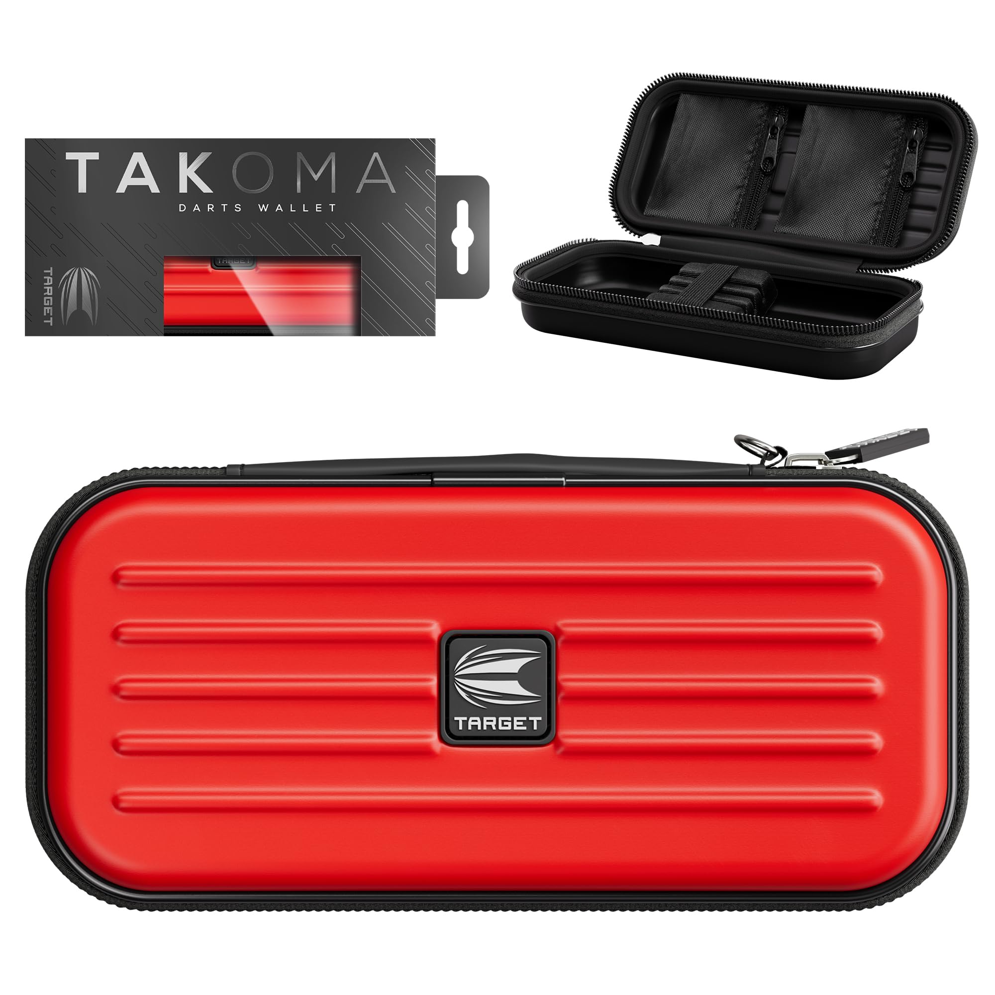 Target Darts Takoma Dart Case Wallet, Regular Size, Red | Store 3 Fully Assembled Darts & Accessories | Dart Holder with Zip Loc