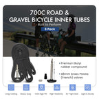 Velotubes 700C X 35/43 Road & Gravel 48Mm Presta Valve Bicycle Inner Tubes - Bulk 6 Pack