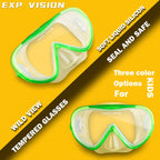 Kids Snorkel Swim Mask, Child Diving Mask Anti-Fog Swim Goggles With Nose Cover For Snorkeling Diving Swimming (Green)