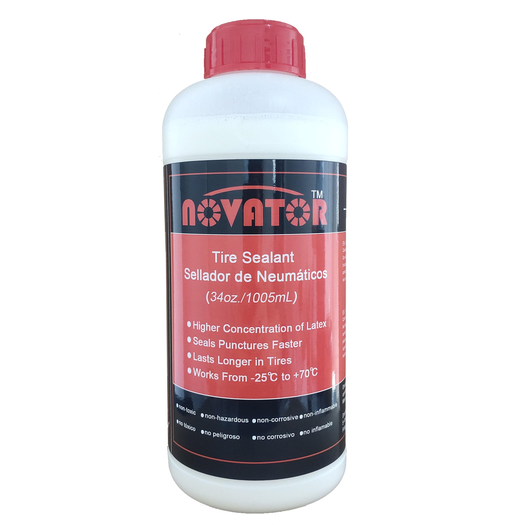 NOVATOR 34oz Endurance Formula Tubeless Tire Sealant, Tubeless sealant, Seals Faster, Lasts Longer, Micro-Fiber for MTB, Road Bi