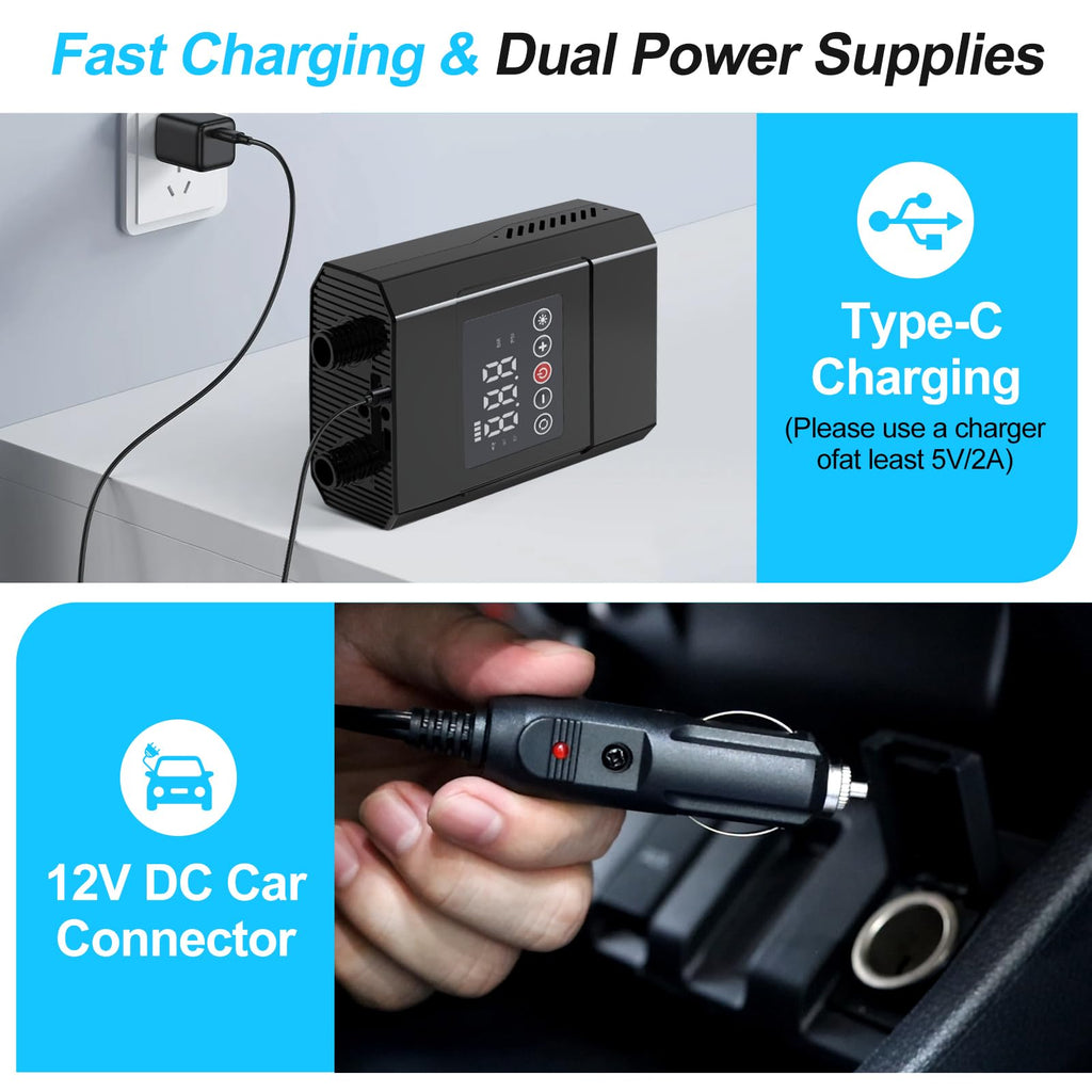 Electric Paddle Board Pump, 20Psi 12000Mah Rechargeable Sup Pump With Storage Bag, Intelligent Dual Stage Inflation & Deflation,
