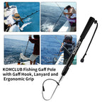 Komclub Telescopic Fishing Gaff With Super Sharp Spear Hook Lightweight Hand Fish Gaff With Soft Rubber Nonslip Handle And Lanya