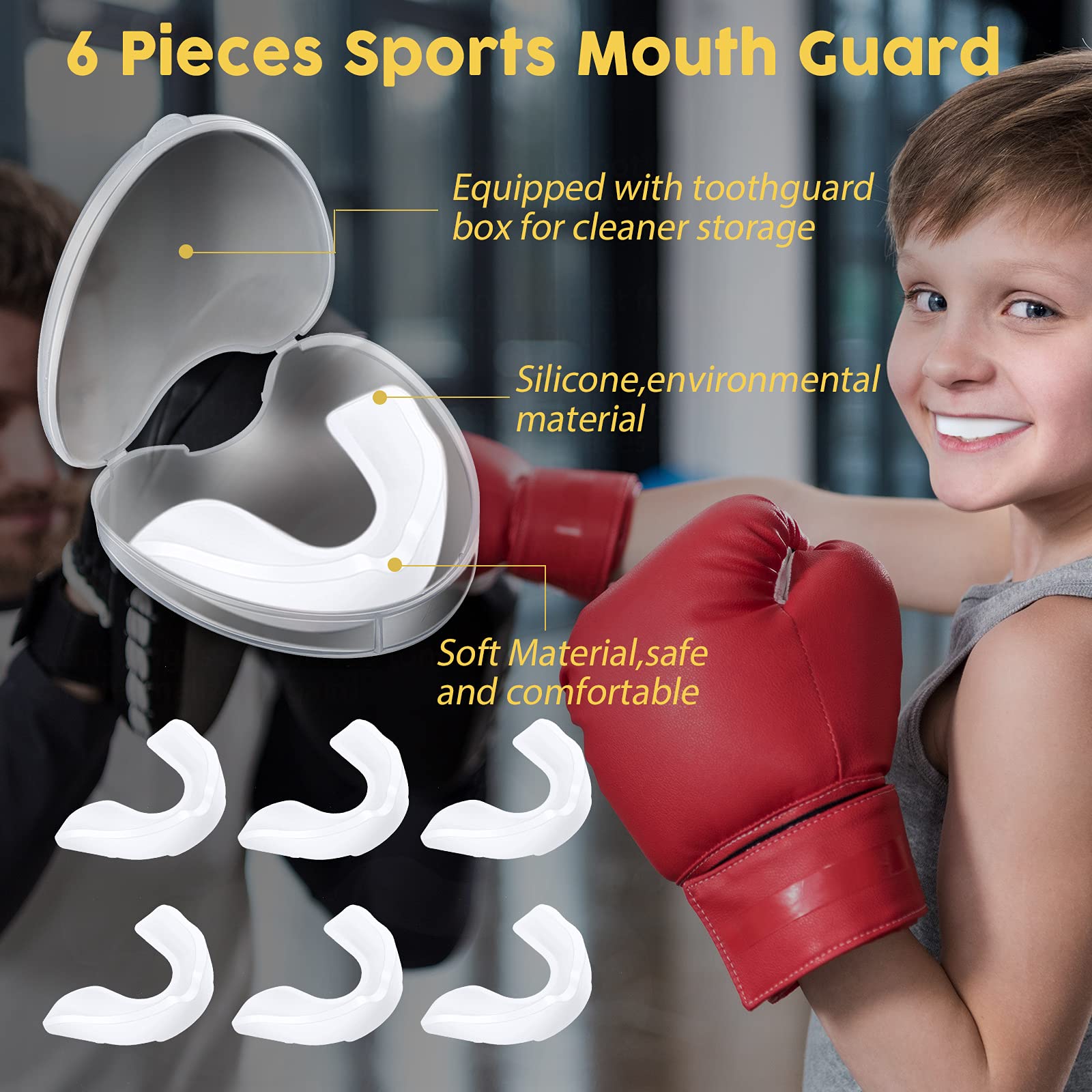 Bbto 6 Pieces Sports Mouth Guard For Kids, Athletic Mouthguard For Boxing Football Hockey Karate Basketball(White, Classic Style