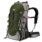 Loowoko 50L Hiking Backpack, Waterproof Camping Essentials Bag With Rain Cover, 45+5 Liter Lightweight Backpacking Back Pack