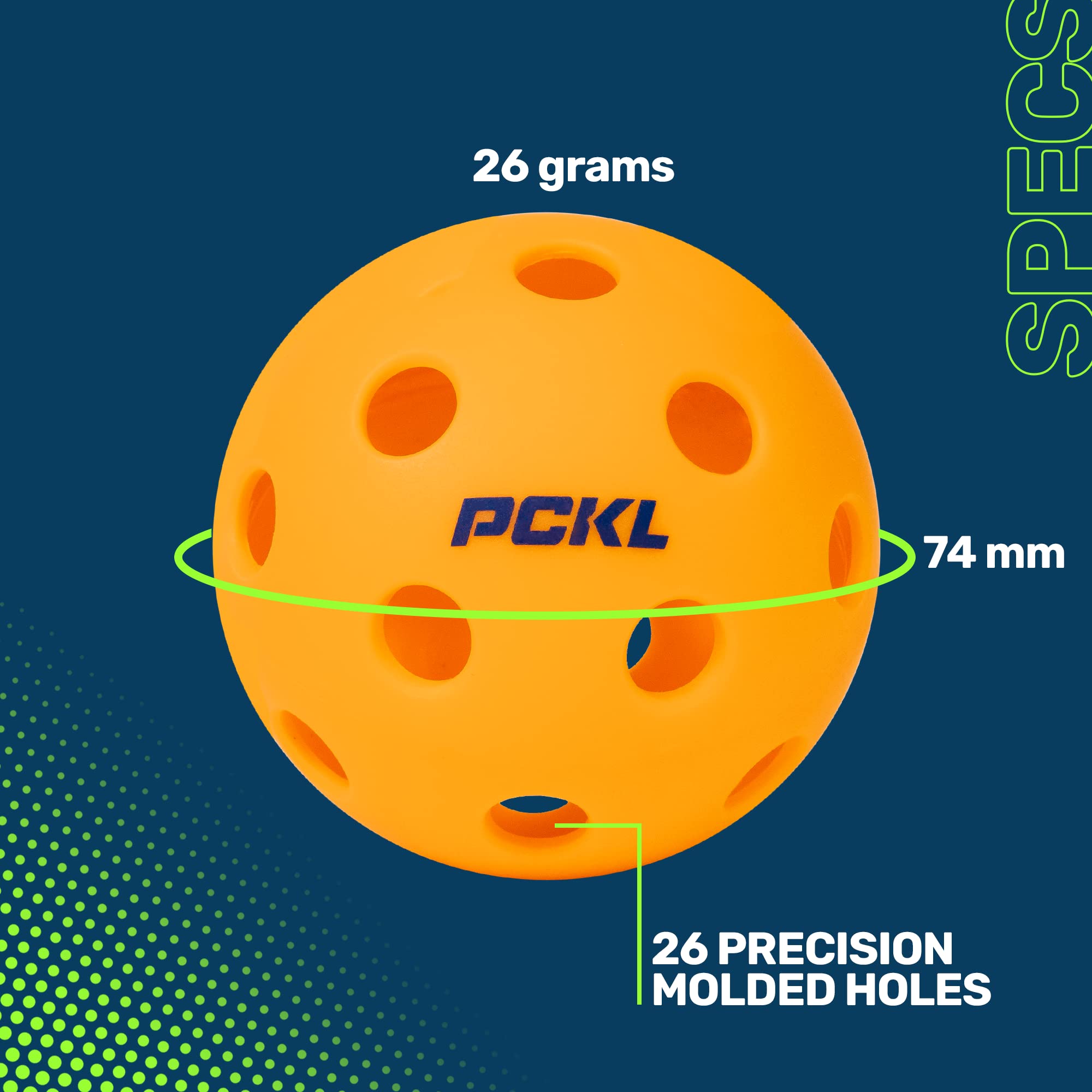 Pckl Optic Speed Pickleballs  Indoor & Outdoor  4 Pack  Built To Usapa Specifications (Indoor Orange)