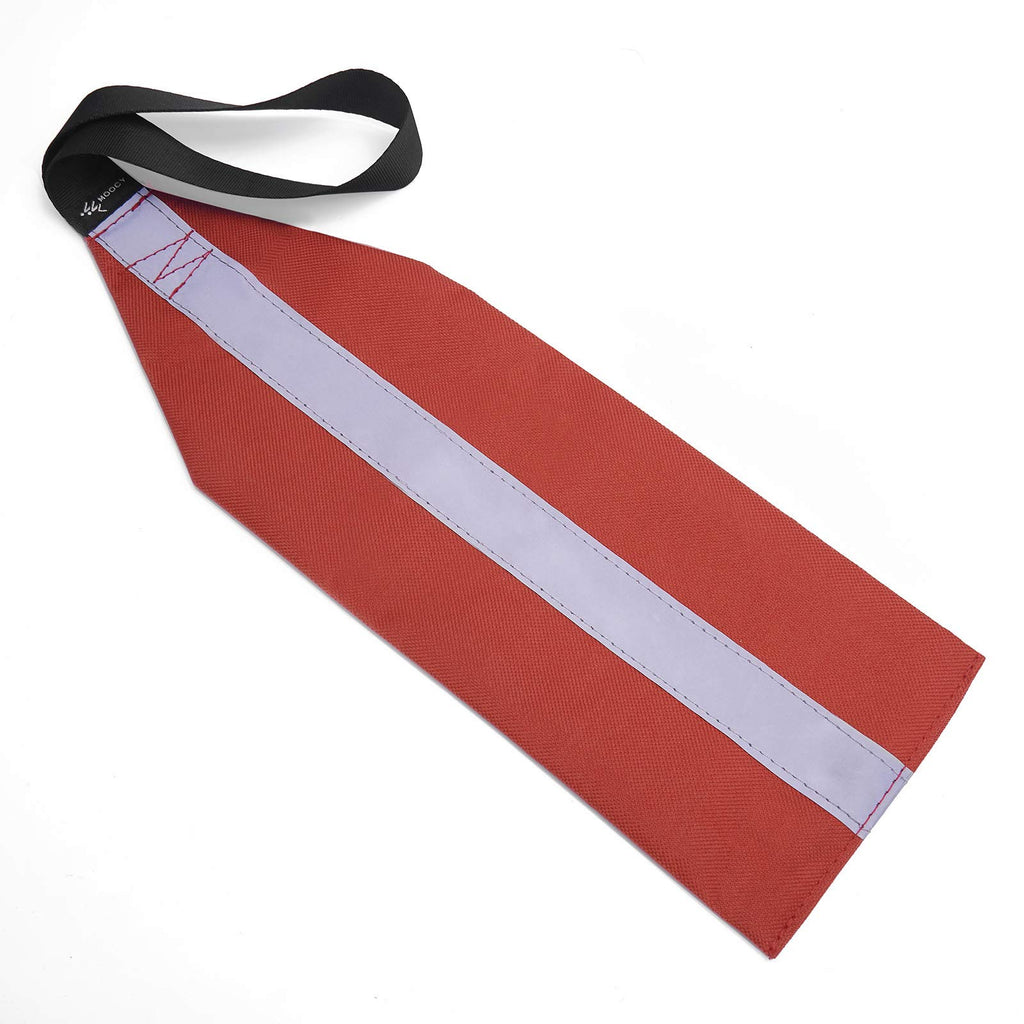Safety Tow Flag With Webbing For Kayak Boat Bicycle Travel Tow Warning Truck Loads (Red With Reflective Band)