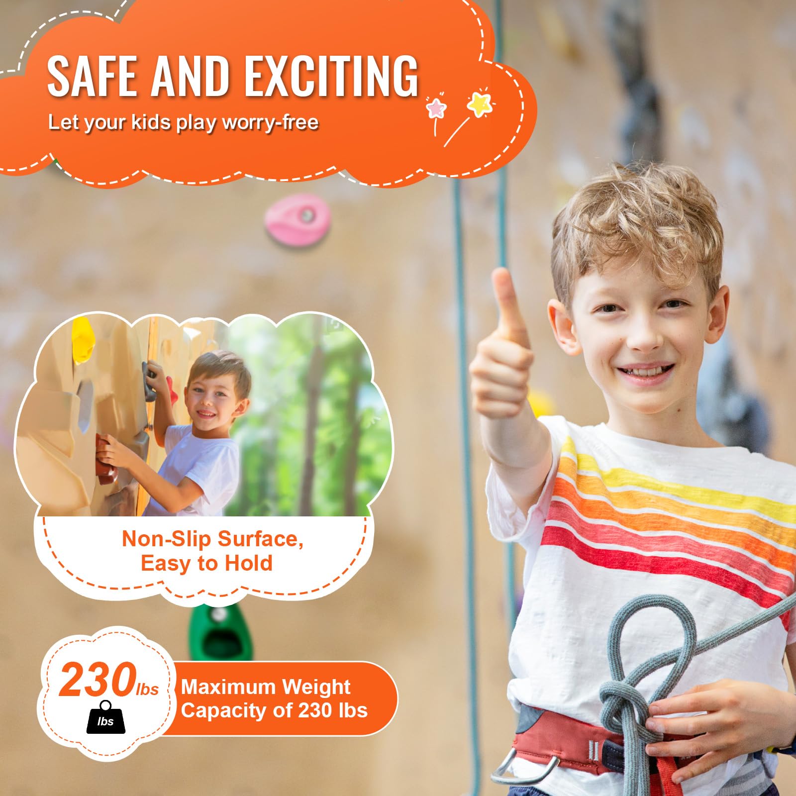 Vevor 32 Rock Climbing Holds For Kids And Adults, Multi-Colored Climbing Rock Wall Grips For Indoor And Outdoor Playground Play
