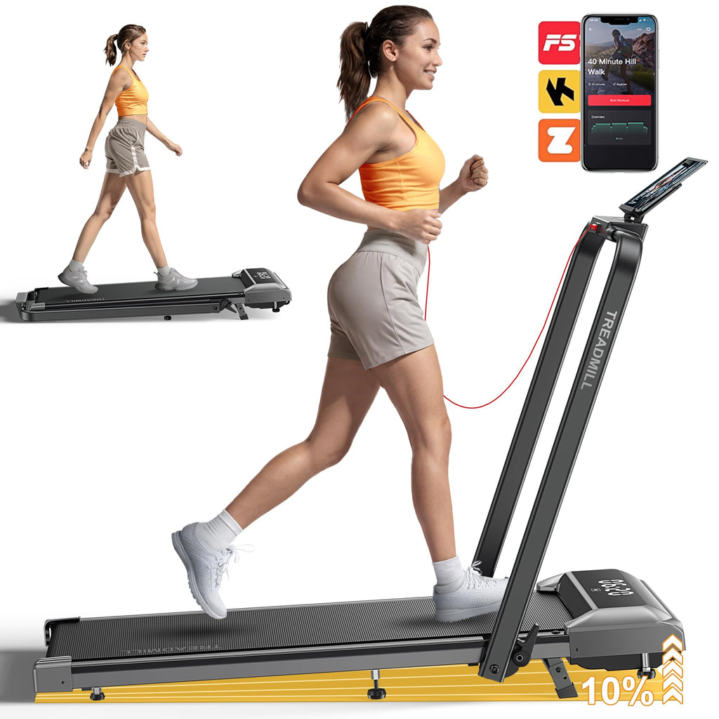 Acezoe Walking Pad Treadmill with Incline, 2 in 1 Folding Treadmills for Home Small Office, 300lbs Portable Compact Under Desk T