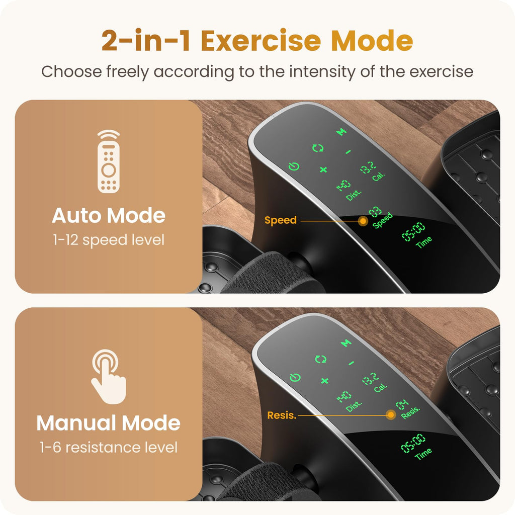 Sportneer Under Desk Elliptical Training Machines: Pedal Exerciser Electric 2 In 1 Auto Or Manual With 12 Adjustable Speeds Port