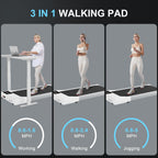 Walking Pad Treadmills For Home Office, Under Desk Walk Mat With App And Remote Control, 3 In 1 Portable Exercise Equipment, Com