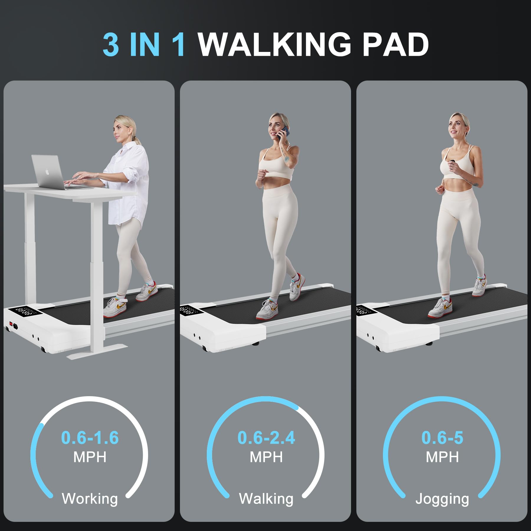Walking Pad Treadmills For Home Office, Under Desk Walk Mat With App And Remote Control, 3 In 1 Portable Exercise Equipment, Com