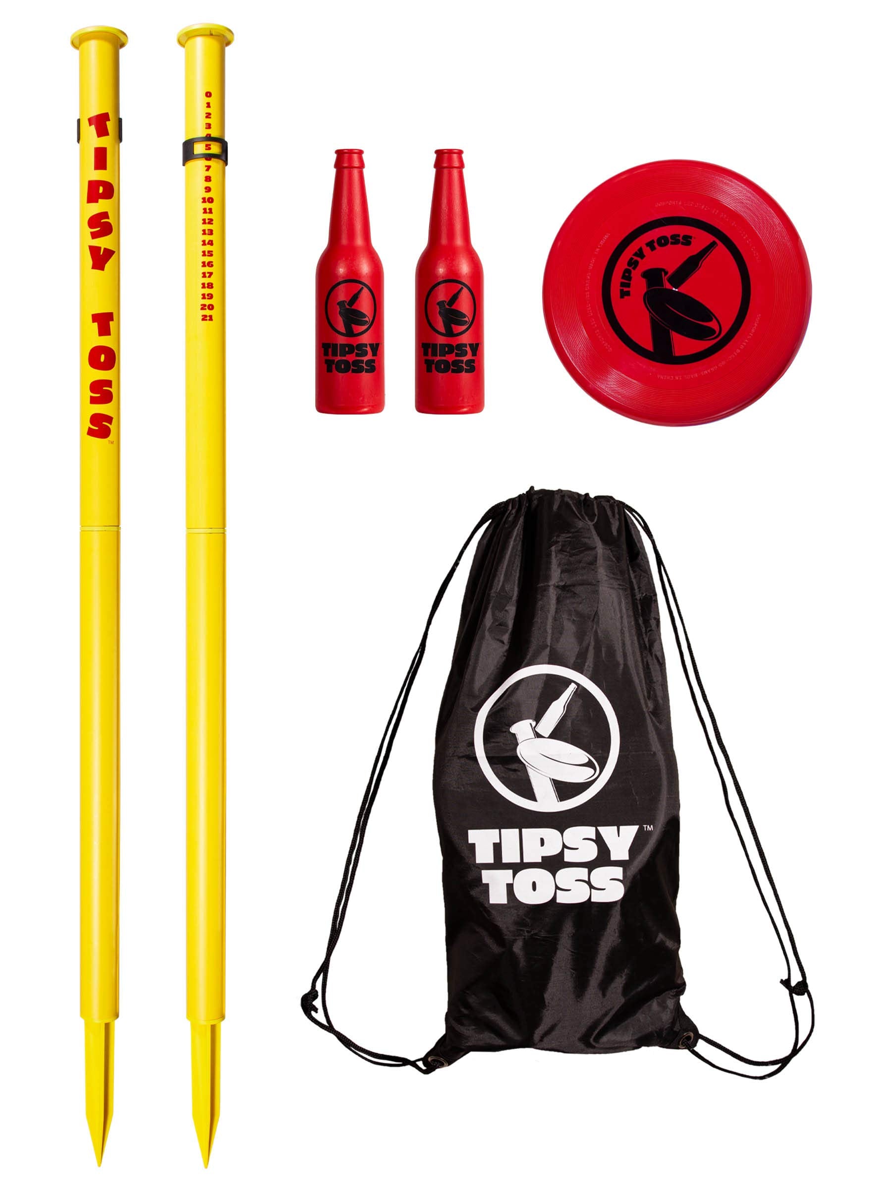 Gosports Tipsy Toss Game Set - Flying Disc Bottle Drop Yard Game - Choose Pro Or Standard