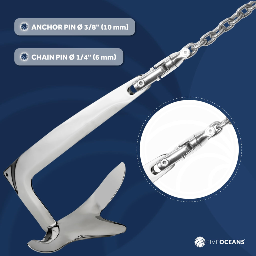 Five Oceans 316 Stainless Steel Multidirectional Boat Anchor Swivel, Anchor Chain Swivel Connector, Up To 5/16-Inch Chain, 360-D