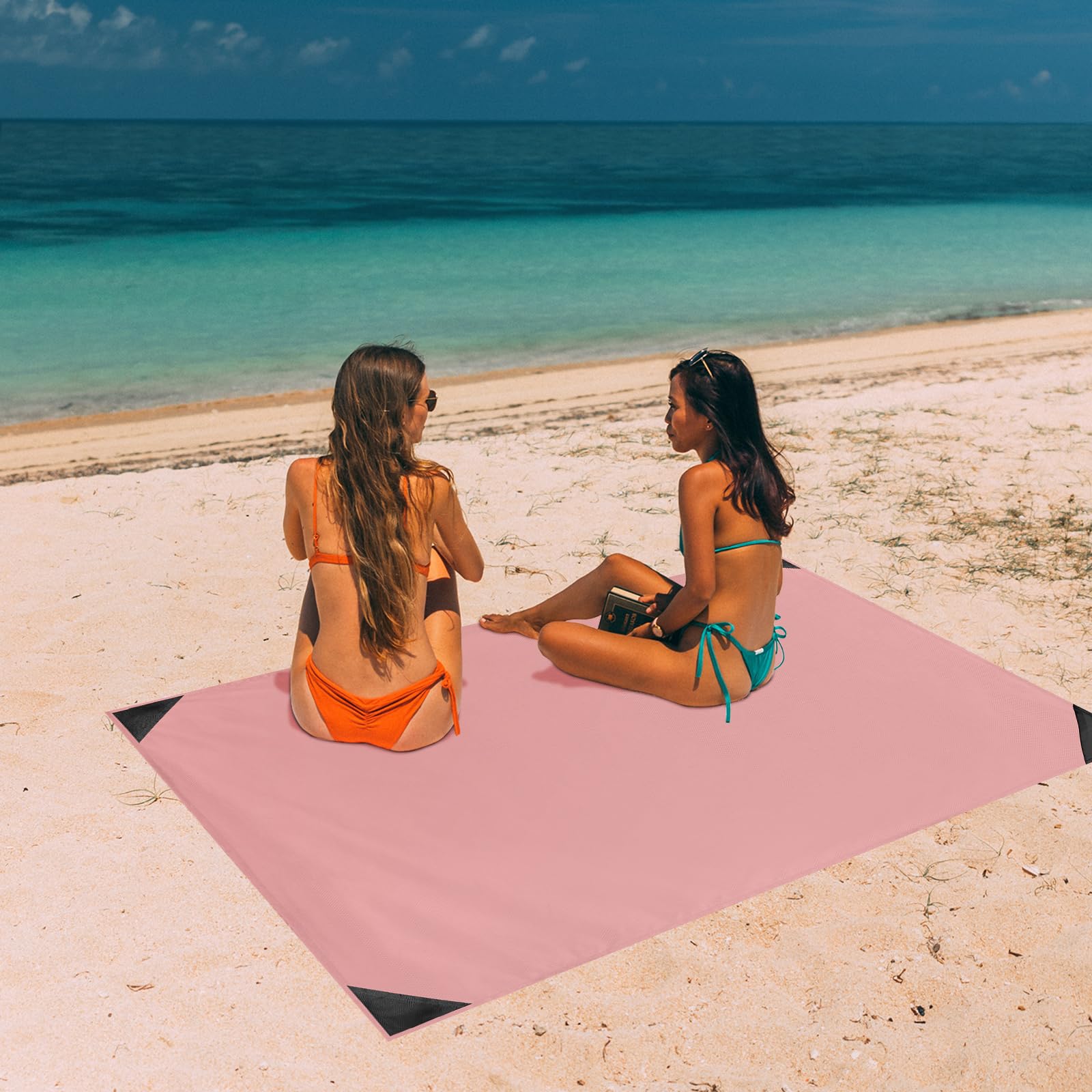 Odoland Beach Blanket Picnic Blanket, 43 X 63 Sandproof Waterproof Outdoor Pocket Blanket With Portable Bag, Foldable Lightweigh