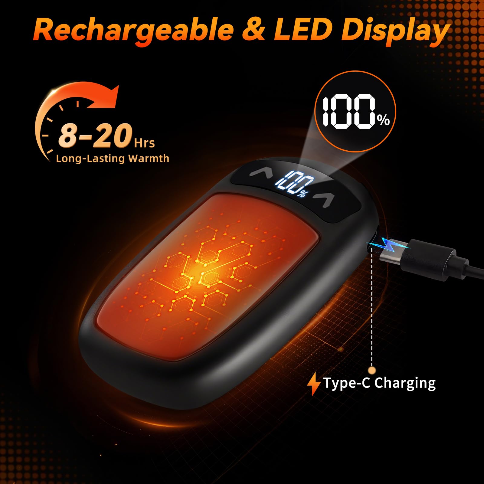 Rechargeable Hand Warmer 2Pack, AI Chips Electric Hand Warmers with LED Display, 3 Temps Portable Magnetic Handwarmers, Pocket-S