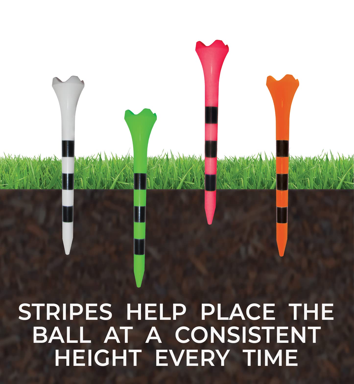 3-1/4'' Pride Performance Golf Tee Striped, Citrus Green, 100 Count