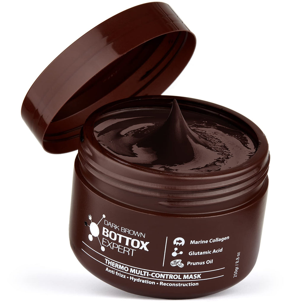 Hair Expert Color Depositing Mask - Dark Brown Color - Marine Collagen And Almond Oil - Formaldehyde-Free - Repairs The Hair Ela