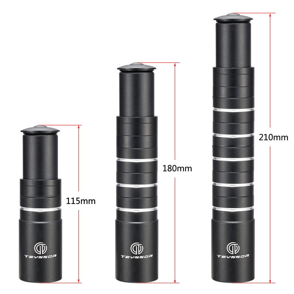 Teyssor Bike Stem Riser 115Mm 180Mm 210Mm Adjustable Bike Fork Stem Extender,Aluminium Alloy Bicycle Handlebar Raiser Head Up Ad