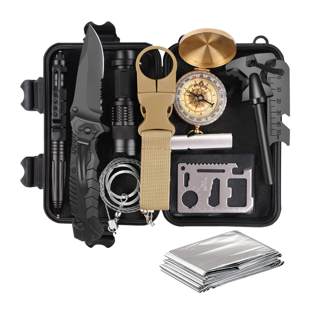Survival Kit, Gifts For Men Husband Dad, Emergency Survival Gear And Equipment 14 In 1, Hunting Fishing Fathers Day Birthday Gif
