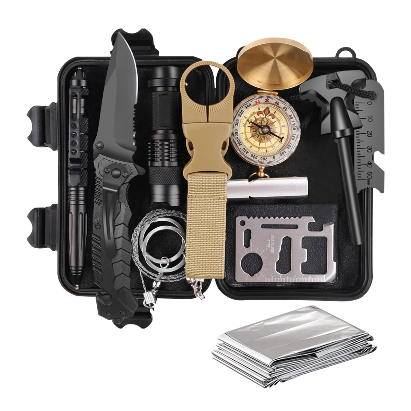 Survival Kit, Gifts For Men Husband Dad, Emergency Survival Gear And Equipment 14 In 1, Hunting Fishing Fathers Day Birthday Gif