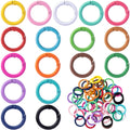 HINZIC 51Pcs 25mm Round Spring O Rings, Colorful Metal Carabiner Snap Buckle Clip Trigger DIY Accessories for Purse Keyrings Key
