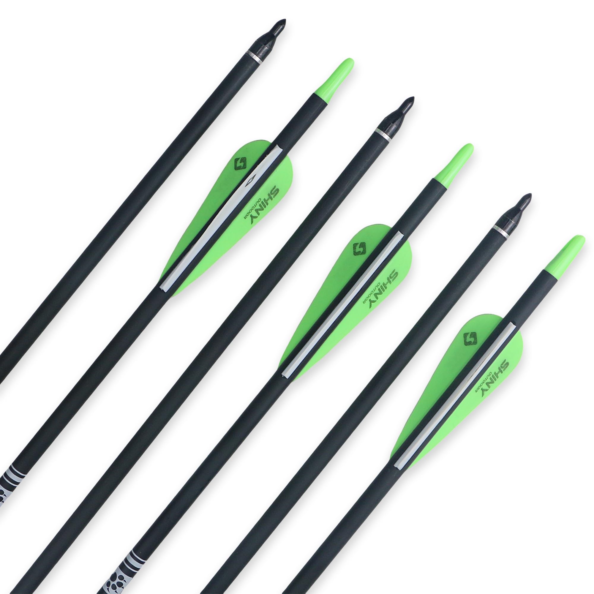 Tiger Archery 30Inch Carbon Arrow Practice Hunting Arrows With Removable Tips For Compound & Recurve Bow(Pack Of 12) (Light Gree