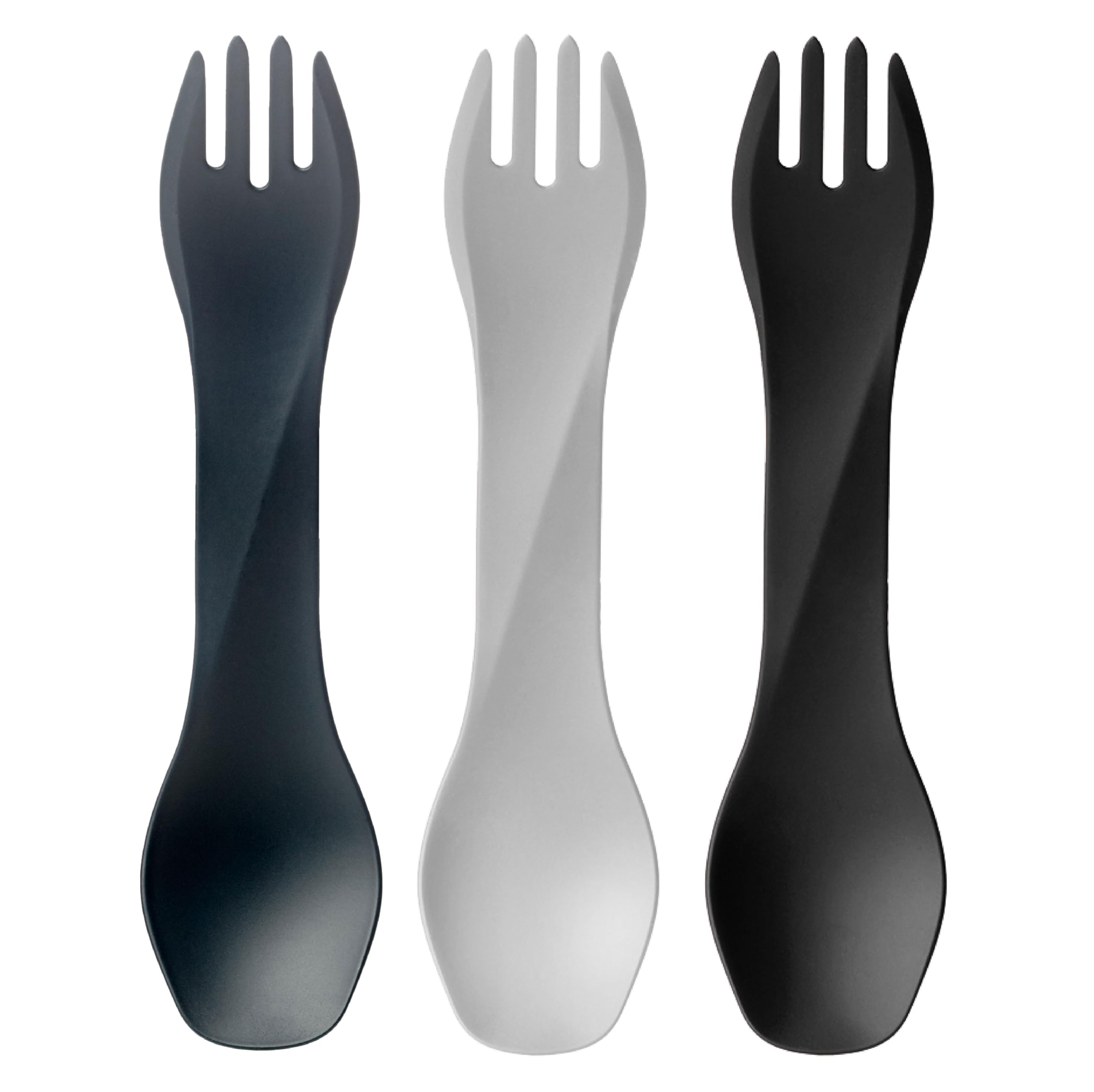 Humangear Gobites Uno 3-Pack | Travel & Camping Utensils | Portable & Convertible Dining Ware | Multi-Functional Spork | Dark Gr