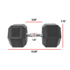 CAP Barbell 70 LB Rubber Coated Hex Dumbbell Hand Weight - Single | Chrome Handle