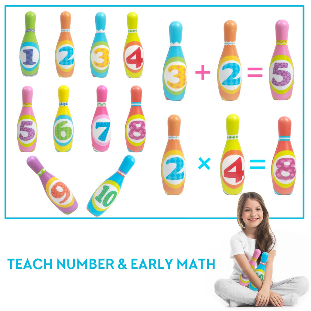 Unique Kids Jumbo Bowling Set For Toddlers  Active Party Game For Kids  Educational Indoor And Outdoor Toy For Boys And Girls Ag