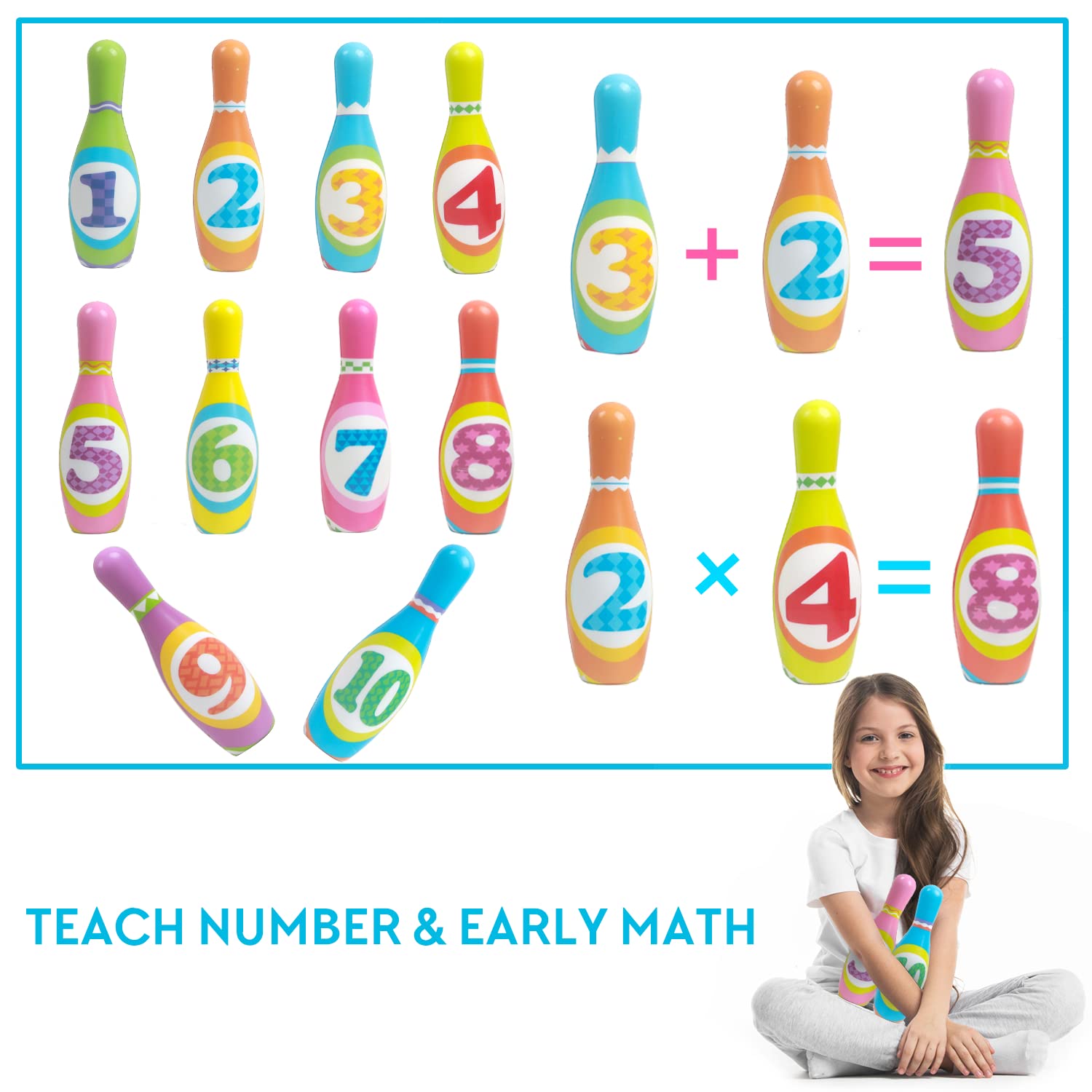 Unique Kids Jumbo Bowling Set For Toddlers  Active Party Game For Kids  Educational Indoor And Outdoor Toy For Boys And Girls Ag